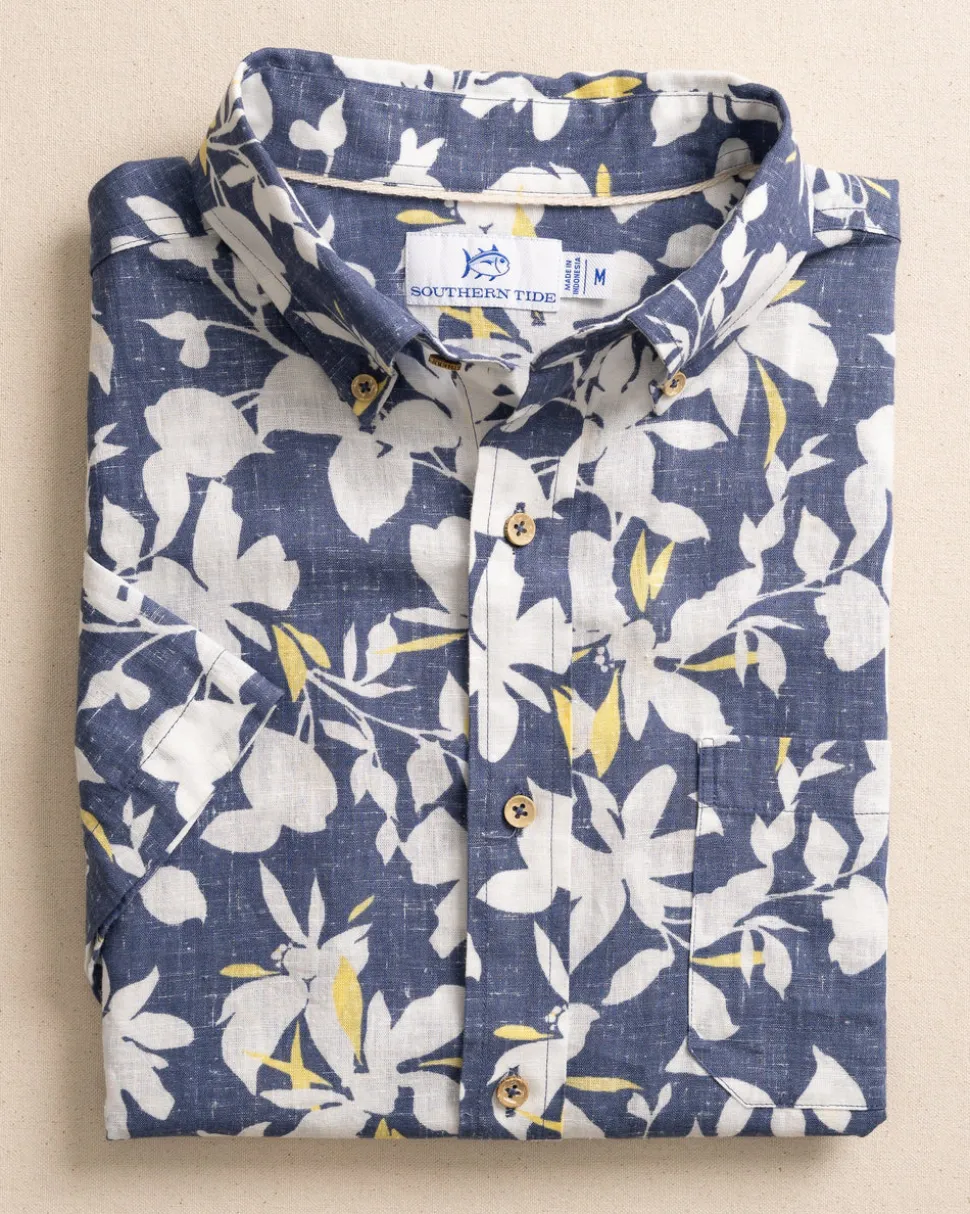 Blossom Bay Linen Rayon Short Sleeve Sport Shirt