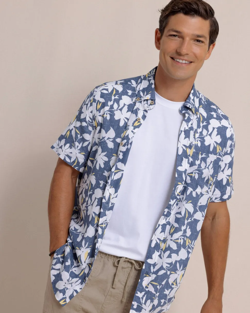 Blossom Bay Linen Rayon Short Sleeve Sport Shirt