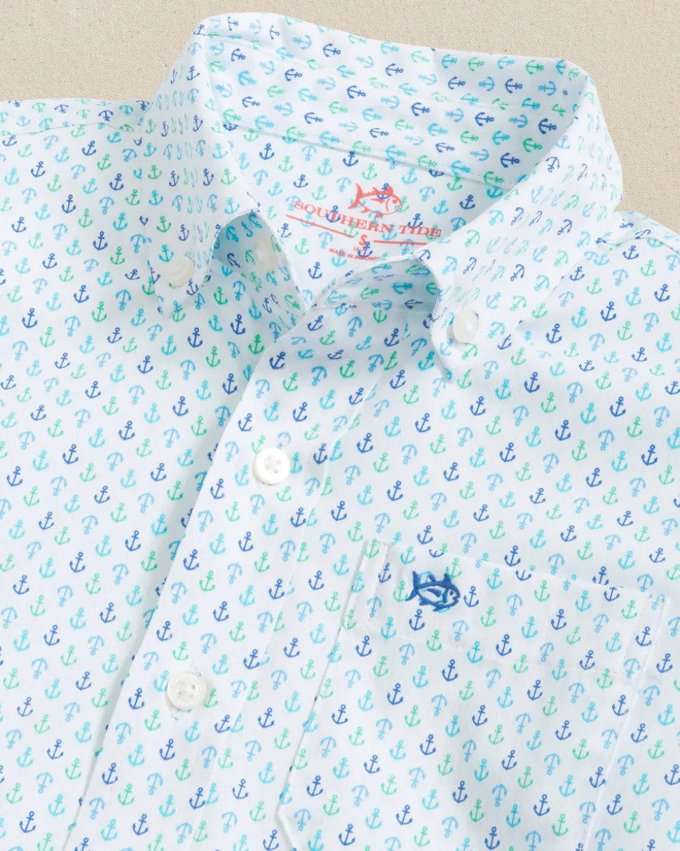 Boys Intercoastal Anchors Away Short Sleeve Sport Shirt
