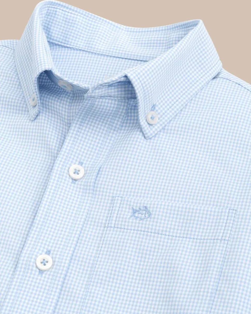 Boys Intercoastal Mini Gingham Button Down Shirt