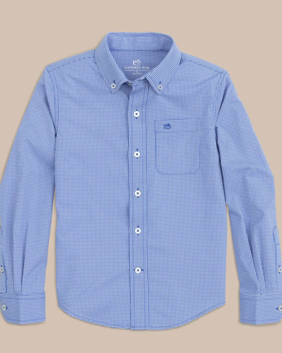 Boys Intercoastal Mini Gingham Button Down Shirt