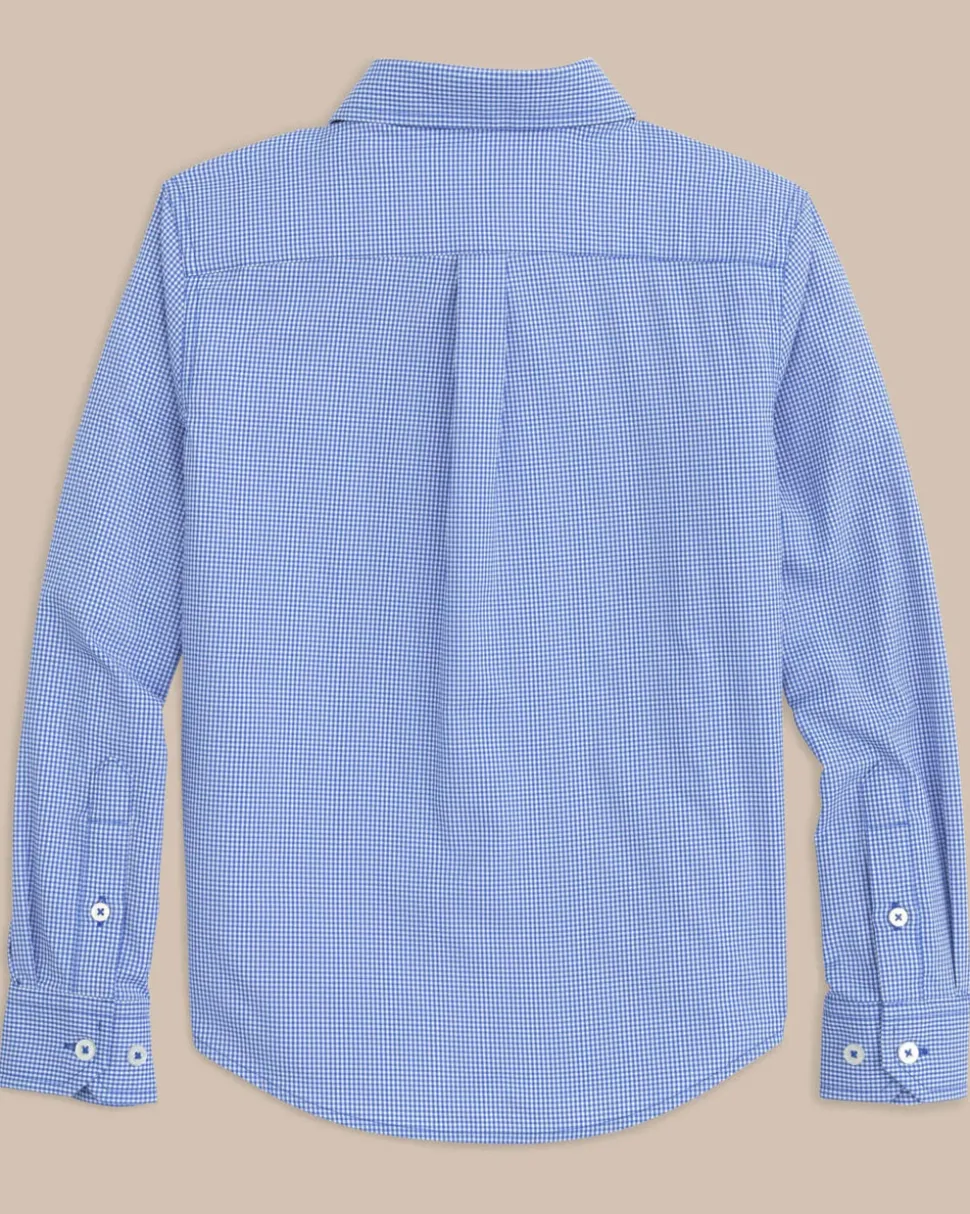Boys Intercoastal Mini Gingham Button Down Shirt
