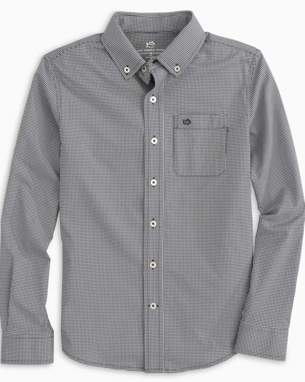 Boys Intercoastal Mini Gingham Button Down Shirt