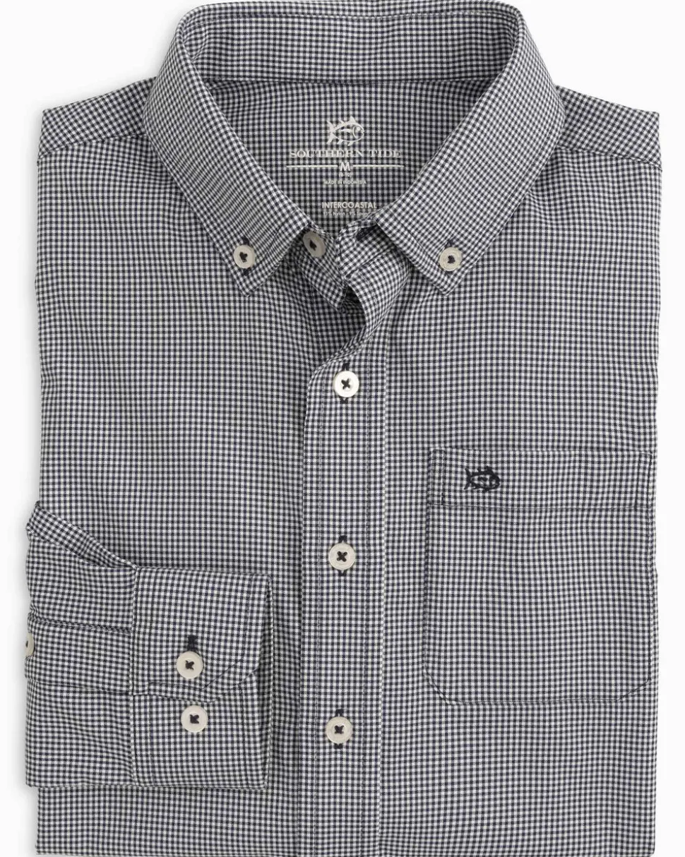 Boys Intercoastal Mini Gingham Button Down Shirt