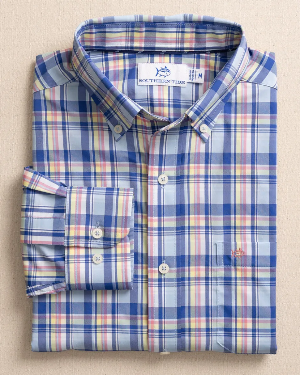 brrr°® Intercoastal Charlesfort Plaid Long Sleeve Sport Shirt