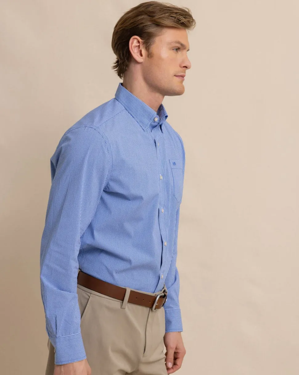 Charleston Parkwood Micro-Gingham Long Sleeve Sport Shirt
