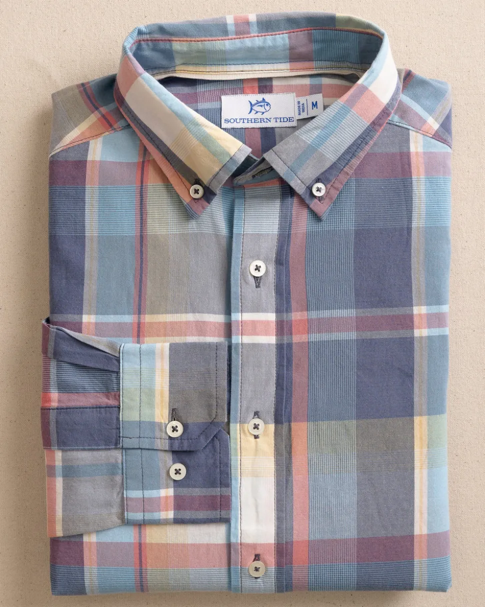 Gulf Breeze Madras Plaid Long Sleeve Sport Shirt