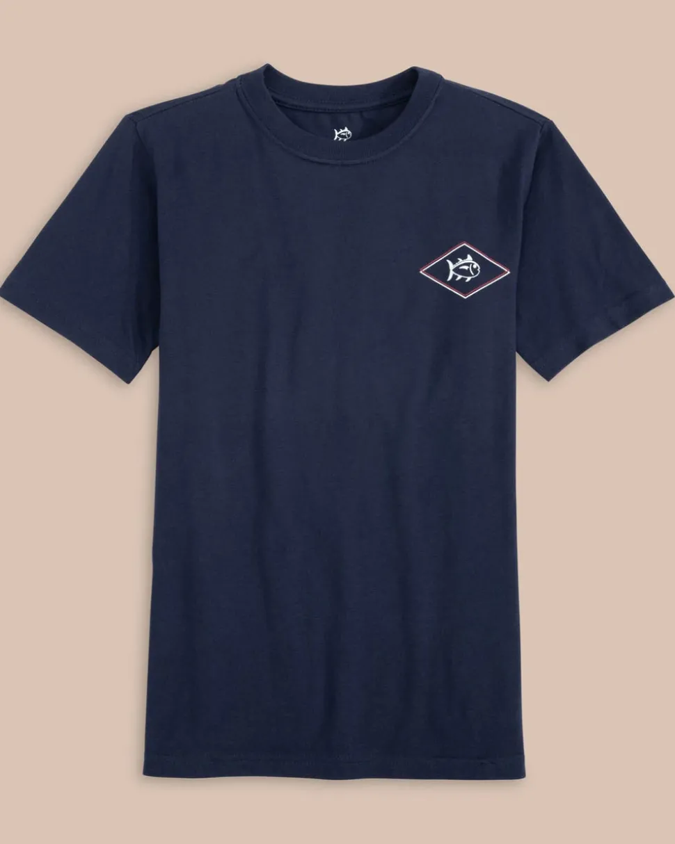 Kids Rod and Reel Flag Short Sleeve T-Shirt