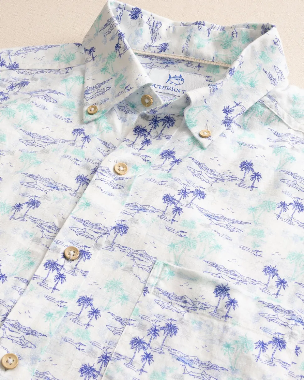 Ocean Getaway Linen Rayon Short Sleeve Sport Shirt