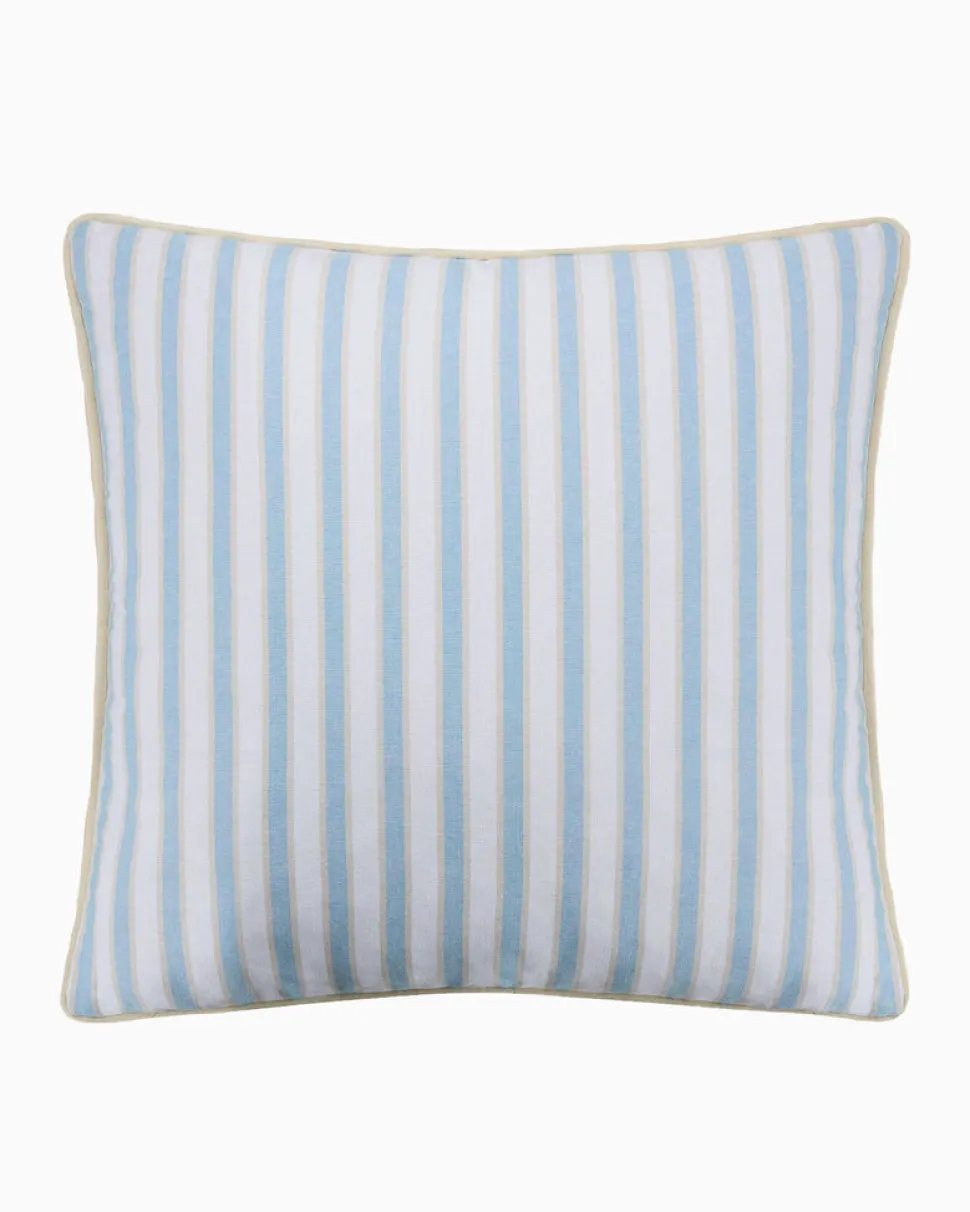 Southern Tide Chambray Stripe Square Blue Decorative Pillow