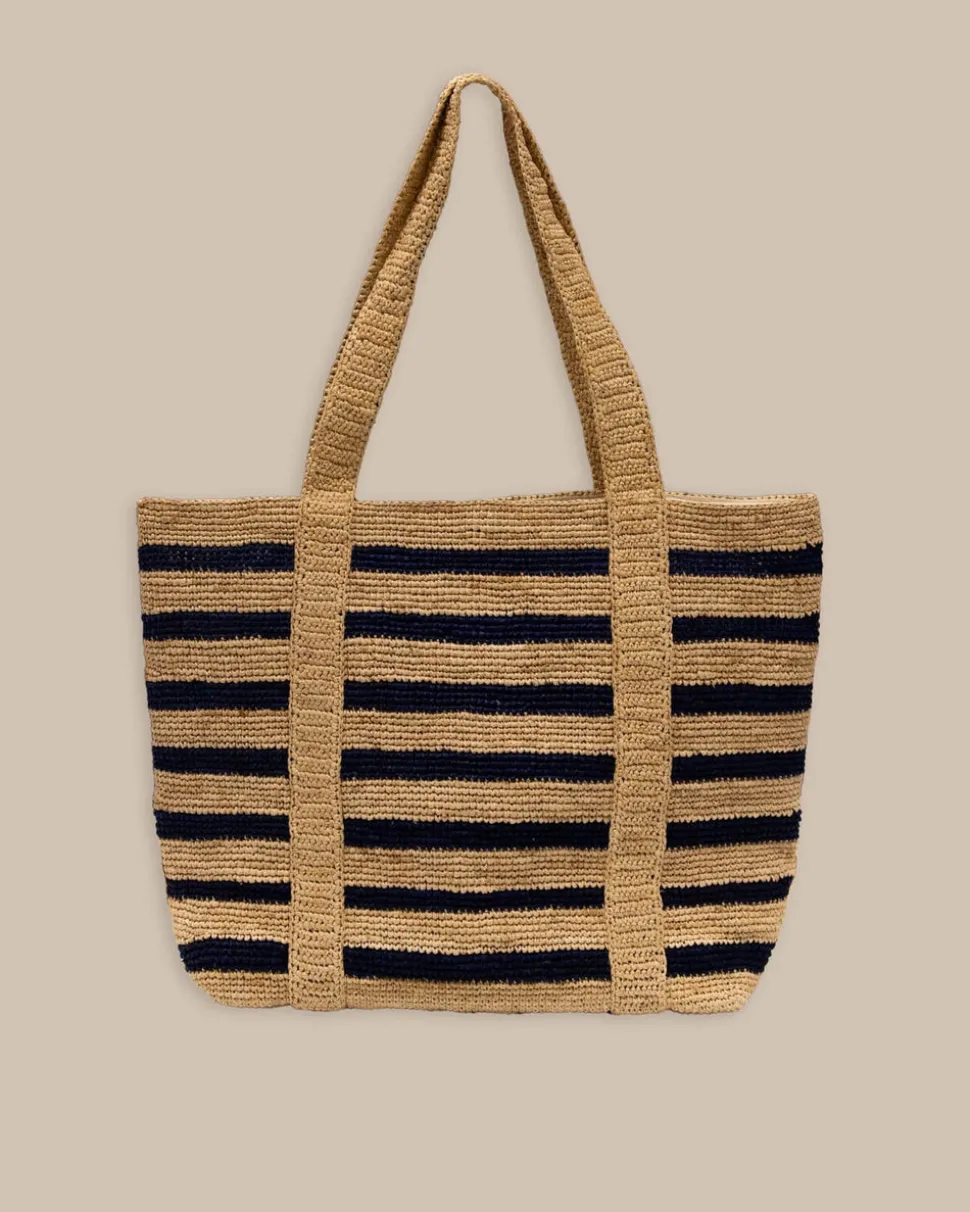 Striped Straw Hat Carrier Beach Tote
